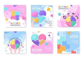 plantilla de publicación del día mundial de concientización sobre el autismo ilustración plana editable de fondo cuadrado adecuado para redes sociales o tarjeta de saludos vector