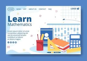 Learning Mathematics Education and Knowledge Landing Page Template Flat Illustration Editable of Square Background Suitable for Social Media or Web vector