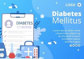 plantilla de folleto de prueba de diabetes ilustración de diseño plano editable de fondo cuadrado adecuado para redes sociales de atención médica o tarjeta de saludos vector