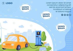 carga de baterías de automóviles eléctricos plantilla de folleto ilustración plana editable de fondo cuadrado adecuado para redes sociales o anuncios web en Internet vector