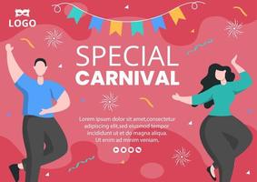 Happy Carnival Celebration Brochure Template Flat Illustration Editable of Square Background Suitable for Social Media or Greeting Card vector