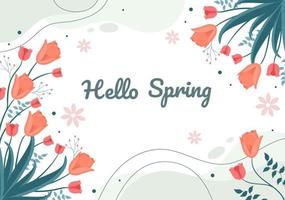 Spring Time Background with Flowers Season and Plant for Promotions, Magazines, Advertising or Websites. Nature Flat Vector Illustration