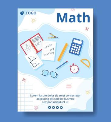 Learning Mathematics Education and Knowledge Poster Template Flat Illustration Editable of Square Background Suitable for Social Media or Web