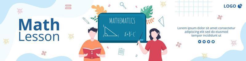 aprendizaje de matemáticas educación y conocimiento plantilla de banner ilustración plana editable de fondo cuadrado adecuado para redes sociales o web vector