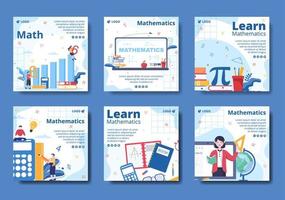 aprendizaje de matemáticas educación y conocimiento plantilla de publicación ilustración plana editable de fondo cuadrado adecuado para redes sociales o web vector