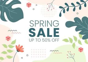 Spring Sale Blossom Flowers Background Natural Template Vector Illustration with Season Plant Suitable for Greeting Card, Invitation or Poster