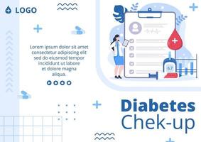 plantilla de folleto de prueba de diabetes ilustración de diseño plano editable de fondo cuadrado adecuado para redes sociales de atención médica o tarjeta de saludos vector