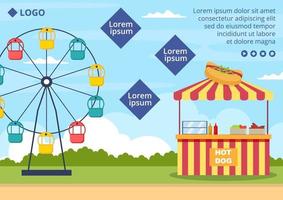 Summer Fair of Carnival, Circus, Fun Fair or Amusement Park Brochure Template Flat Illustration Editable of Square Background for Social Media
