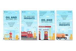 Oil Gas Industry Stories Template Flat Design Illustration Editable of Square Background for Social media or Greetings Card vector