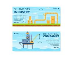 Oil Gas Industry Banner Template Flat Design Illustration Editable of Square Background for Social media or Greetings Card vector