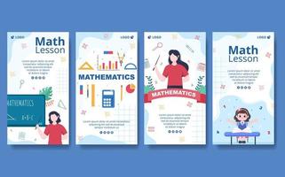 Learning Mathematics Education and Knowledge Stories Template Flat Illustration Editable of Square Background Suitable for Social Media or Web vector