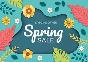 Spring Sale Blossom Flowers Background Natural Template Vector Illustration with Season Plant Suitable for Greeting Card, Invitation or Poster