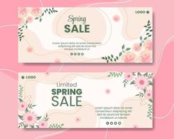 venta de primavera con flor flores banner plantilla diseño plano ilustración editable de fondo cuadrado adecuado para redes sociales o tarjeta de felicitación vector