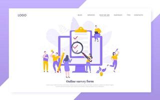 Online survey form or exam application on the monitor screen. vector