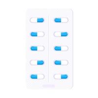 Pill blister with blue white capsules flat style design vector illustration.