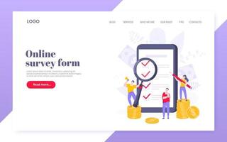 Online survey form or exam application on the phone screen. vector