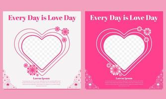 pink love valentines day social media post template vector