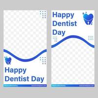 happy national dentist day social media stories template vector