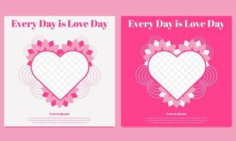 pink love valentines day social media post template vector