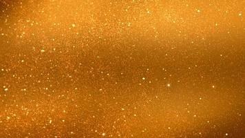 stijgende gouden deeltjes achtergrond. een achtergrond van stijgende gouden glitter en deeltjes die glinsteren als koolzuurhoudende bubbels in bier. video
