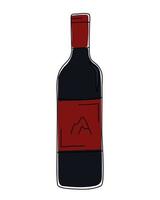 Hand drawn bottle of red wine. vector