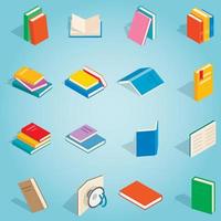 Book set icons, isometric 3d style vector