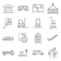 Logistic icons set, outline style vector
