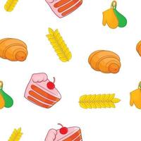 Sweet pastries pattern, cartoon style vector