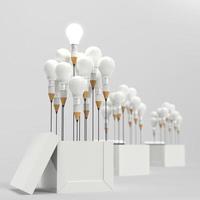 drawing idea pencil and light bulb concept outside the box as creative photo