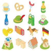 Germany icons set, isometric 3d style vector