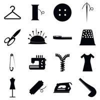 Tailor tools icons set, simple style vector