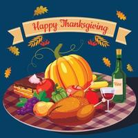 Thanksgiving Day concept, cartoon style vector