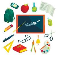 School icons set, cartoon style vector