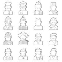 Profession icons set, outline style vector