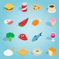 Dinner set icons, isometric 3d style vector