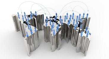 social network human 3d on world map photo