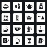 Coffee icons set, simple style vector