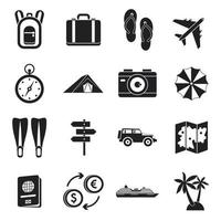 conjunto de iconos de viaje, estilo simple vector