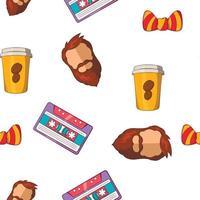 Hipster pattern, cartoon style vector