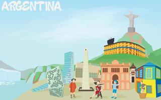 concepto de viaje argentino, estilo de dibujos animados