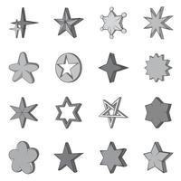 Star icons set in black monochrome style vector