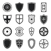 Shield frames icons set, simple style vector