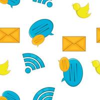 Communication over internet pattern, cartoon style vector