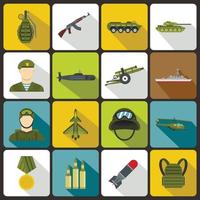 War icons set in flat style vector