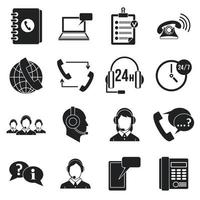 Call center symbols icons set, simple style vector