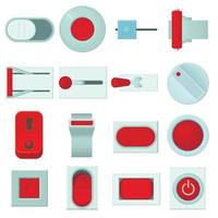 On off switch web buttons icons set, cartoon style vector