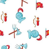 Medieval knight pattern, cartoon style vector