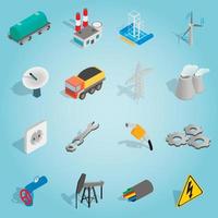 Industrial set icons, isometric 3d style vector