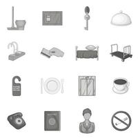 Hotel icons set in black monochrome style vector
