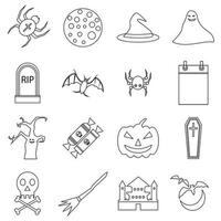 Haloween icons set, outline style vector